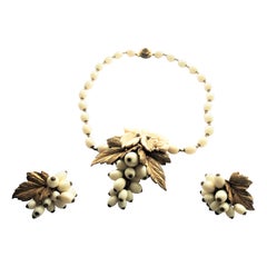 Miriam Haskell collana con fermagli per orecchie firmata 1950 USA