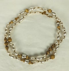 Miriam Haskell Signature Pearl and Corrugated Bead Necklace