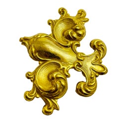 MIRIAM HASKELL signed vintage gold fleur de lis designer brooch