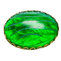 Broche signée MIRIAM HASKELL en verre vert or vintage