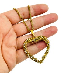MIRIAM HASKELL signed vintage gold pearl heart designer necklace