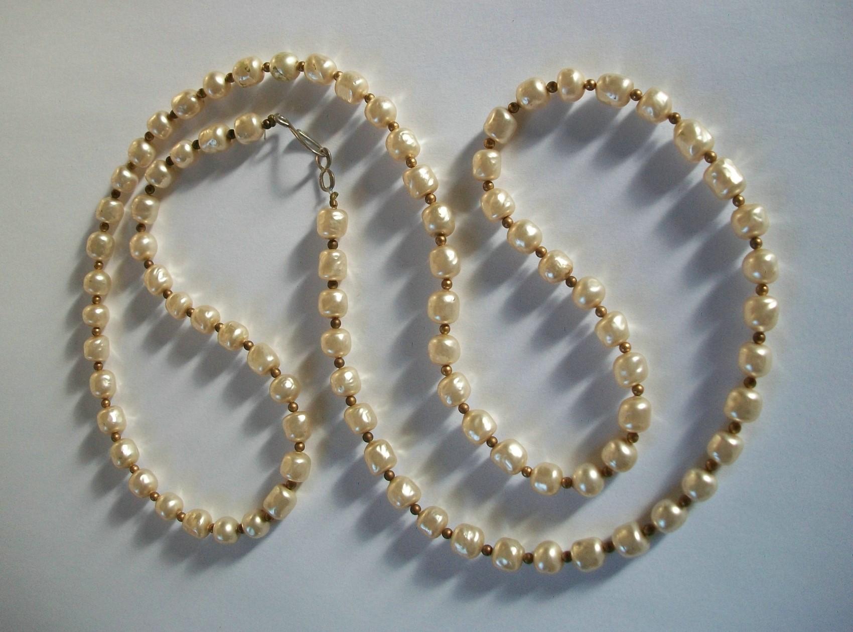 Women's Miriam Haskell Style Faux Baroque Pearl & Bead Necklace, U.S, circa 1960s For Sale