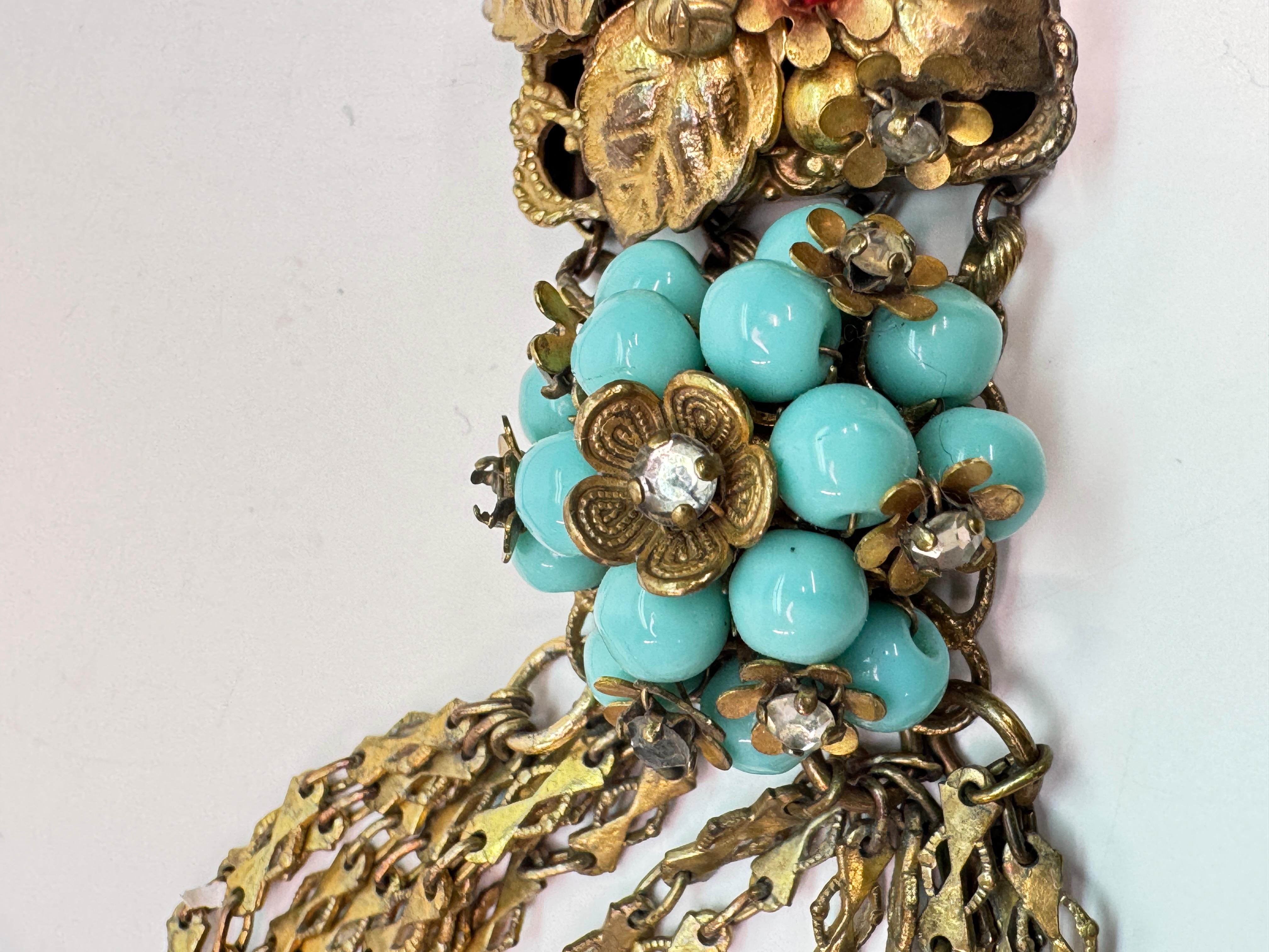 Miriam Haskell Turquoise Glass Bead Multi-Strand Necklace 3