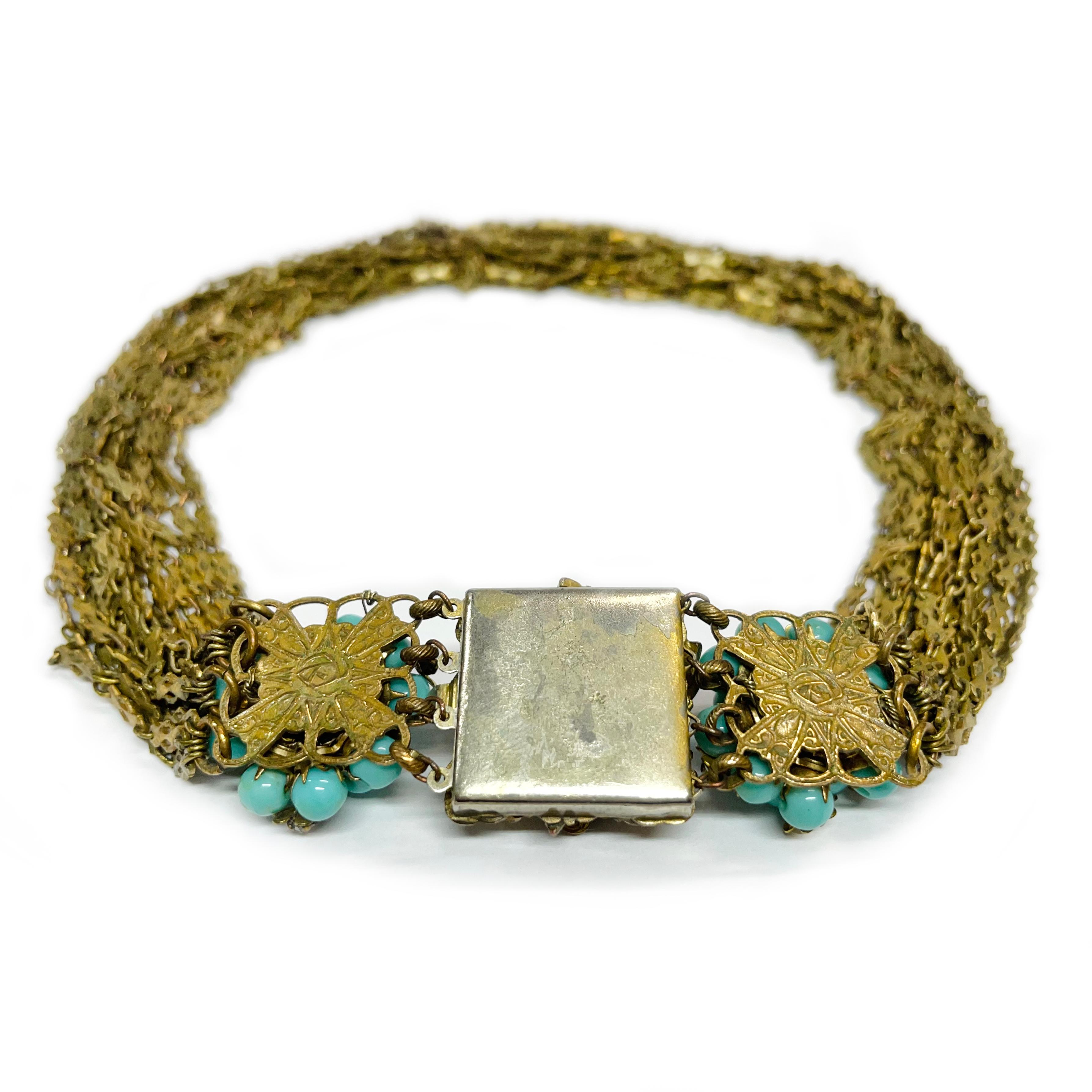 Miriam Haskell, collier de perles en verre turquoise à plusieurs rangs en vente 3