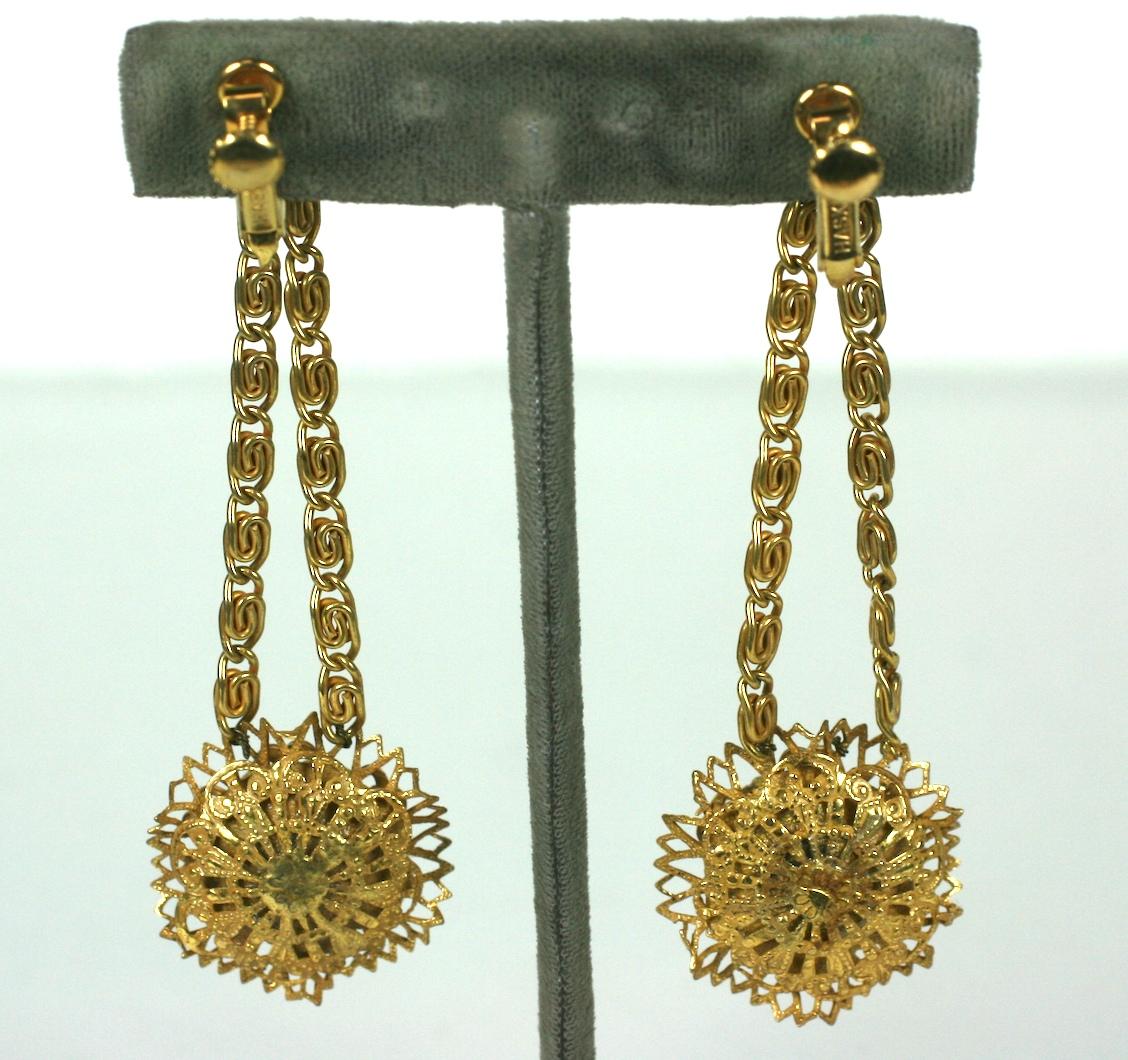 Round Cut Miriam Haskell Victorian Revival Earclips For Sale