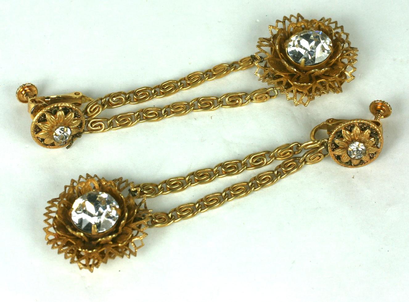 Miriam Haskell Victorian Revival Earclips In Excellent Condition For Sale In New York, NY