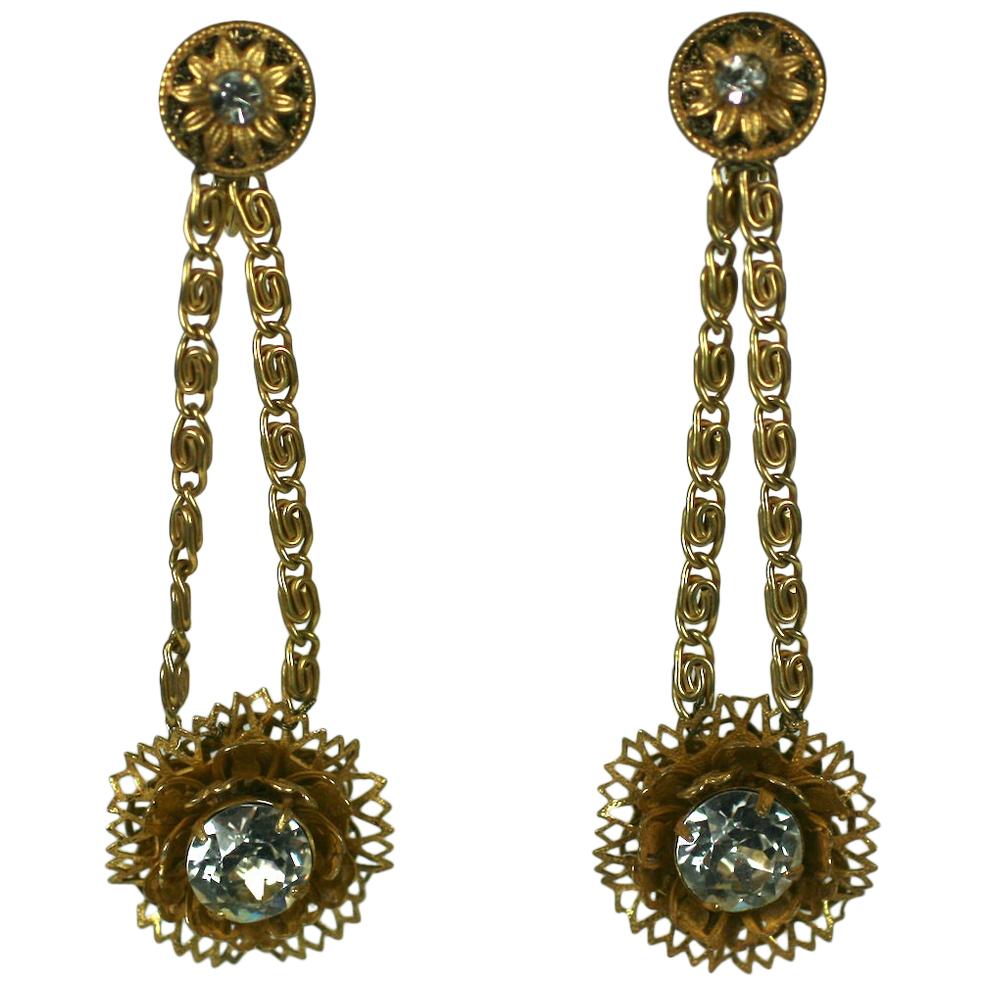Miriam Haskell Victorian Revival Earclips For Sale