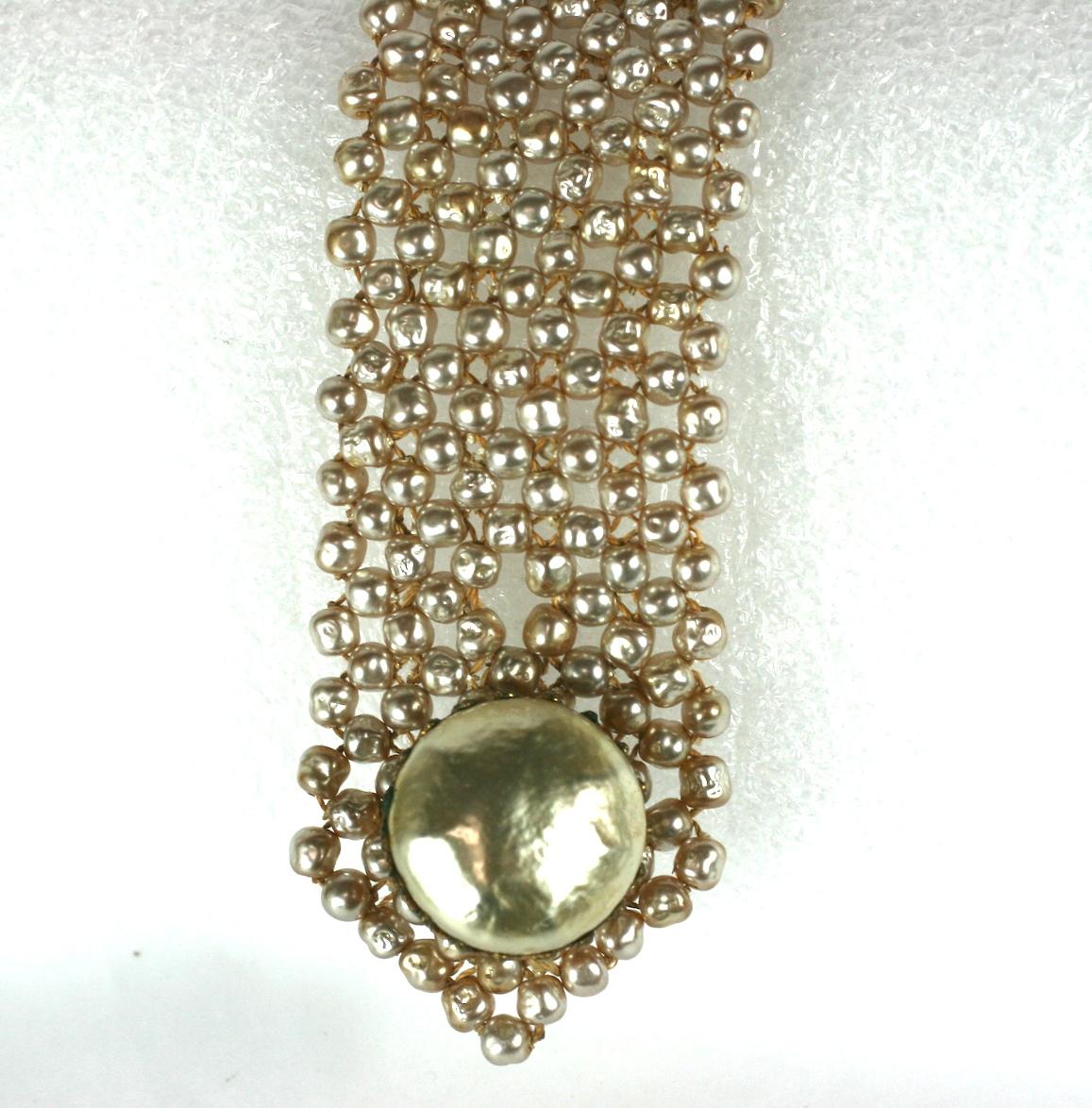 Miriam Haskell Hemd-Manschettenarmband aus gewebtem Perlen im Angebot 2