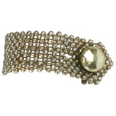 Miriam Haskell Pulsera de perlas tejidas con puño de camisa