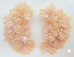MiriamHaskell WWII FrankHess Layered Rhodoid & Crystal Montee Climber Earrings