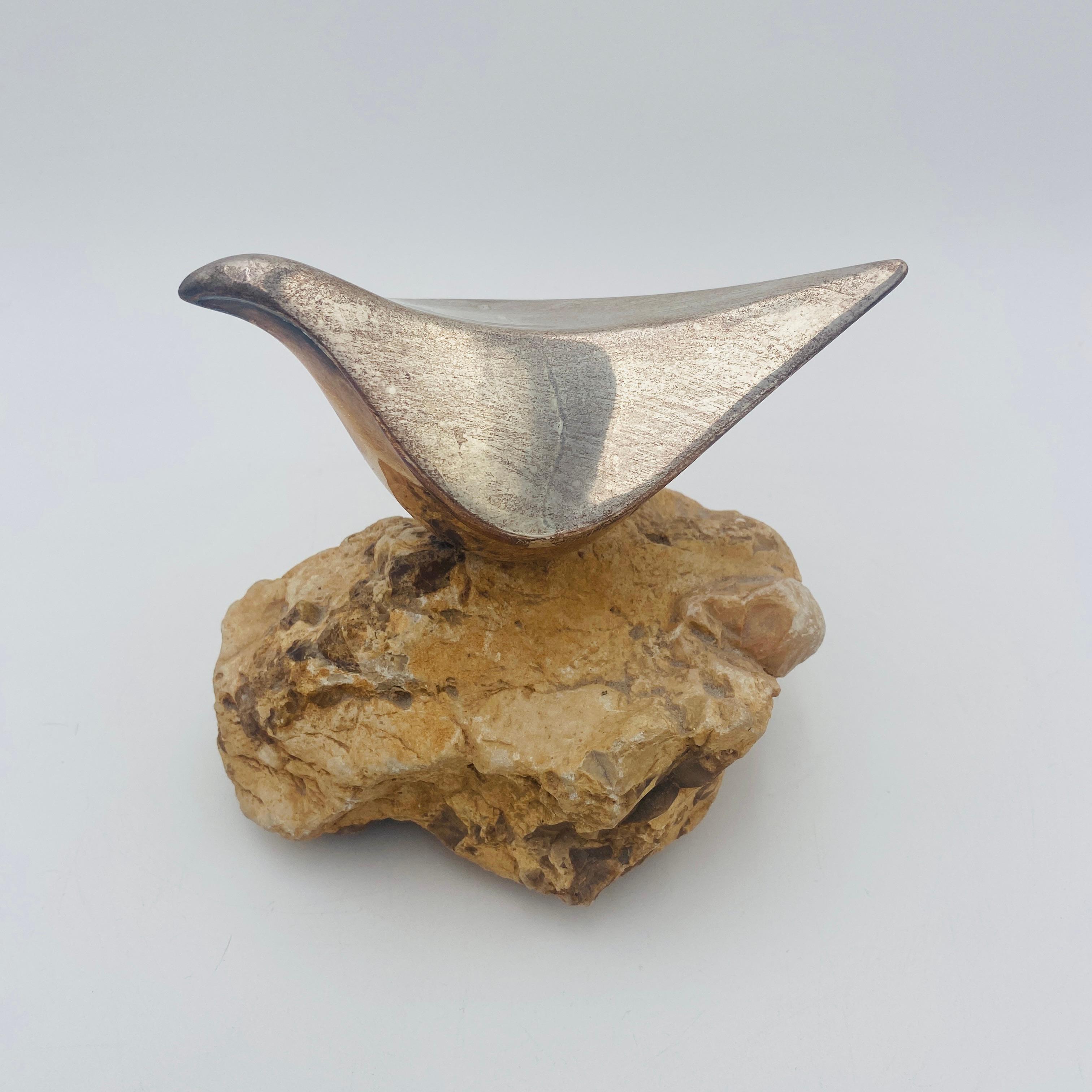 20th Century Miriam Hirszowicz M.H. 925 Silver Bird Dove Abstract Sculpture For Sale