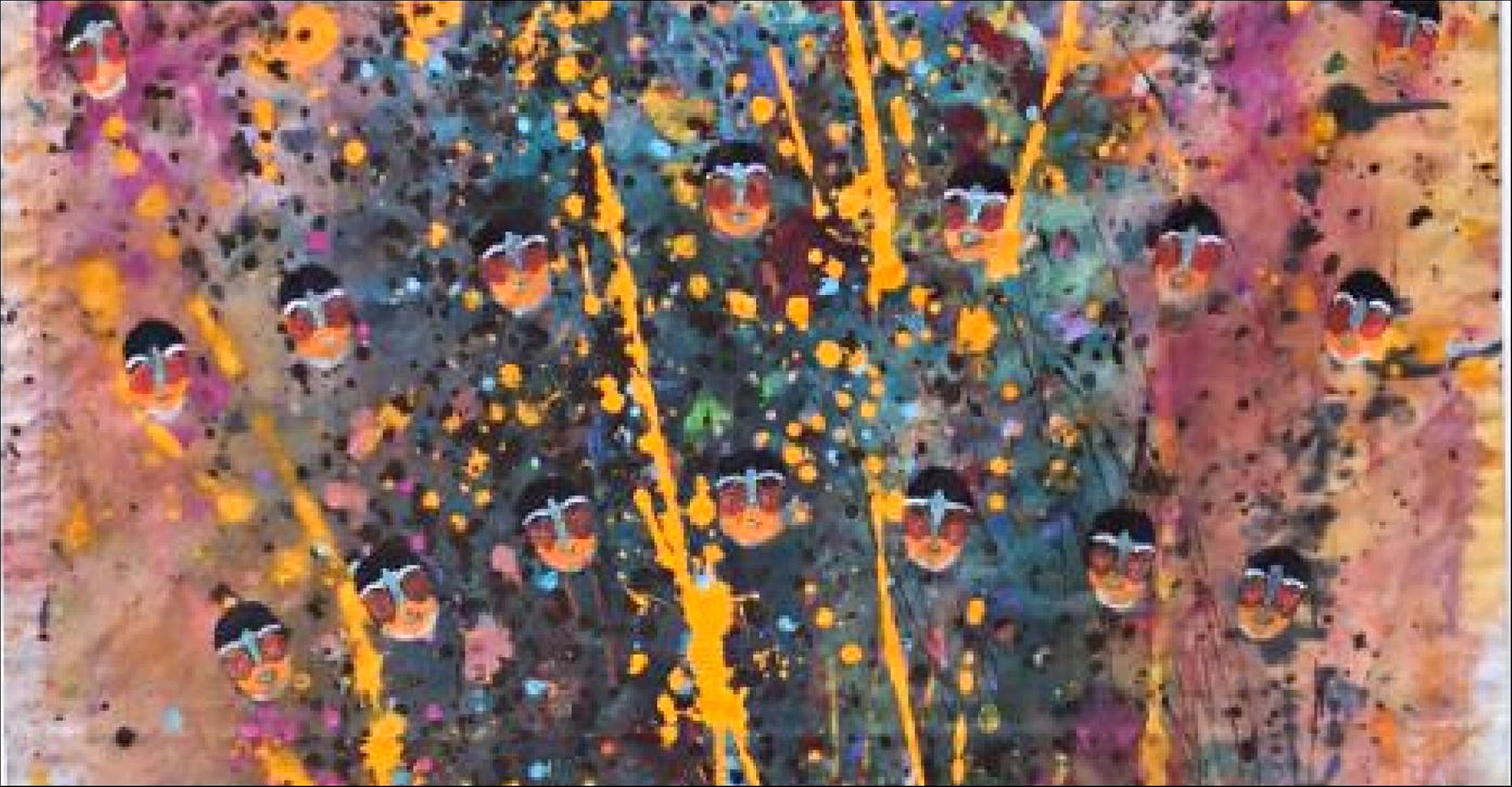 Miriam LaTour Shapiro
Mardi Gras, 1997
Acrilico e tecnica mista
Firmata a mano dall'artista, firmata in pittura acrilica sul fronte
Non incorniciata (l'opera è stata rimossa dalla sua cornice originale d'epoca, fissata su un supporto)
Miriam Latour