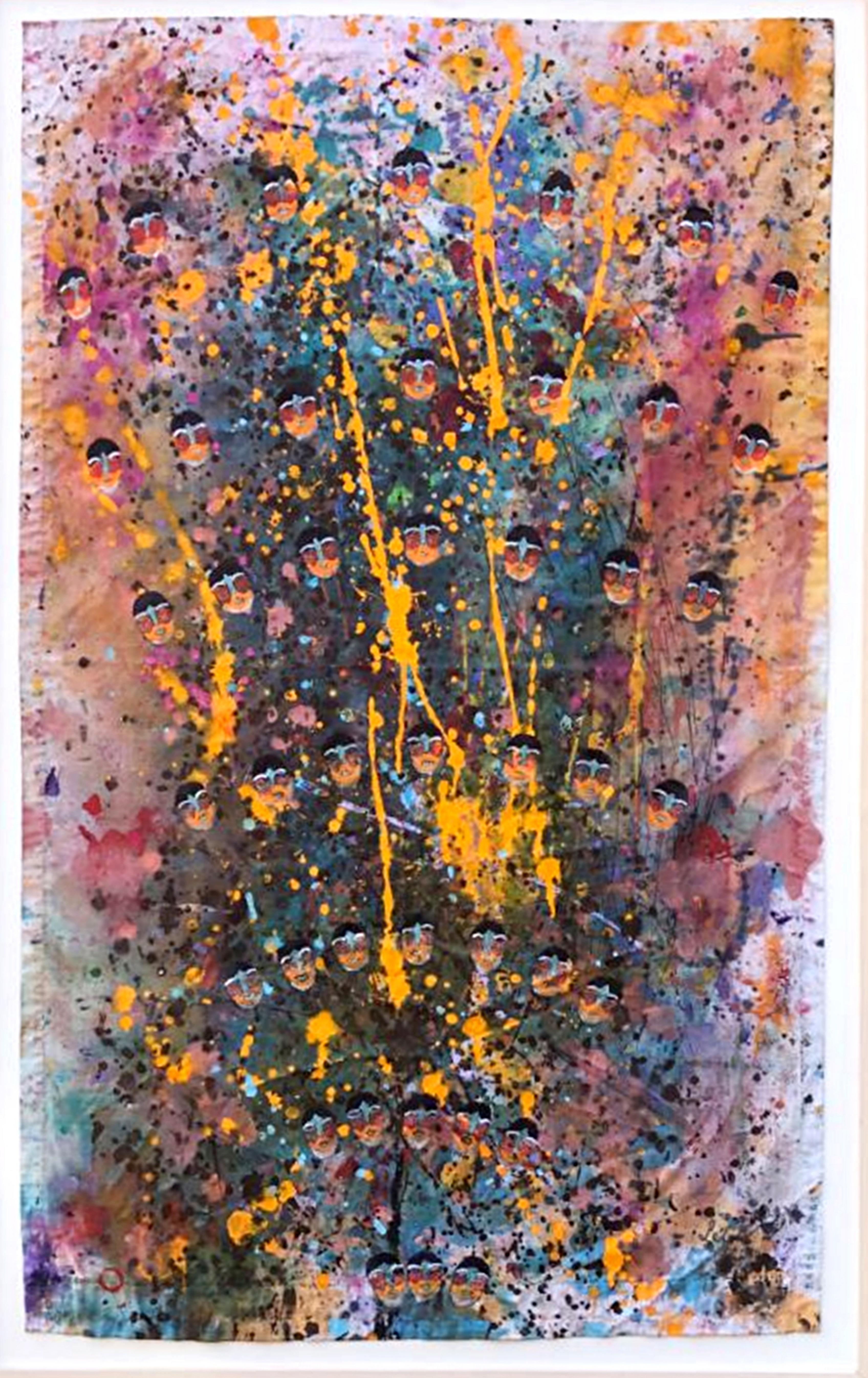Mardi Gras, dipinto a tecnica mista firmato e unico nel suo genere - Mixed Media Art di Miriam LaTour Shapiro
