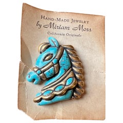 Miriam Moss Art Pottery Horse Brooch Pin Mid-Century Modern California Art