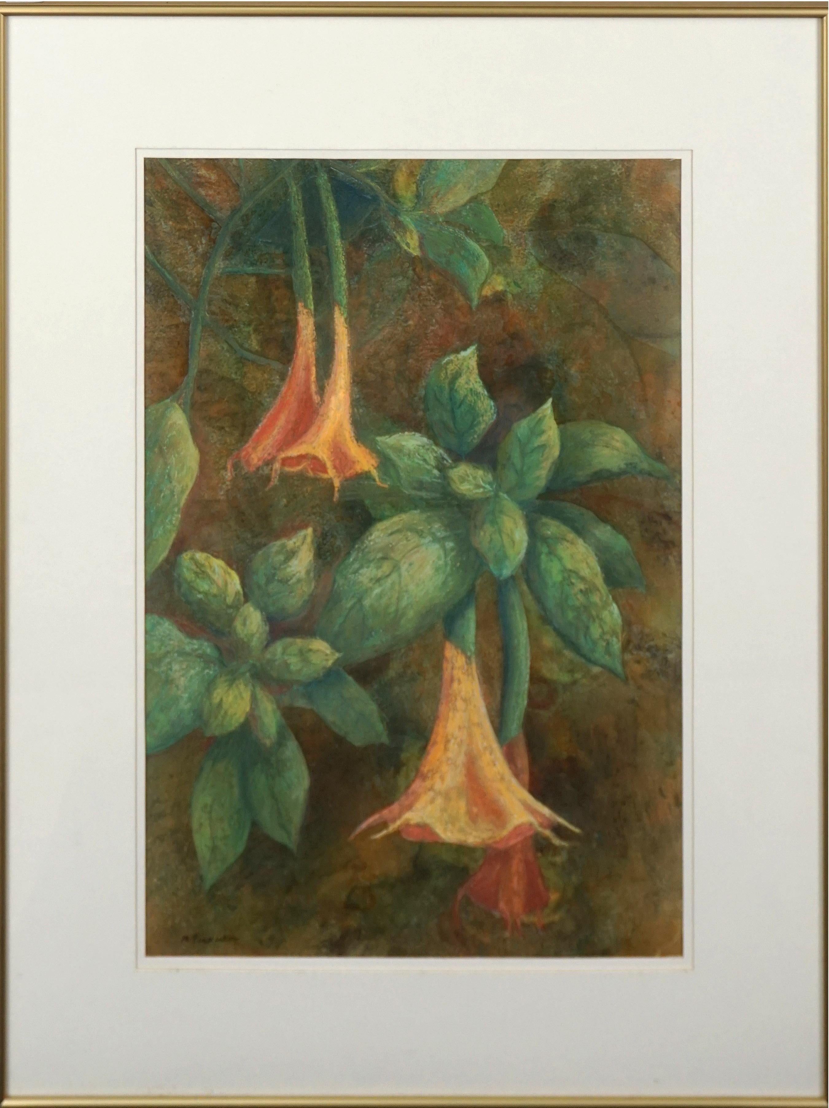 Trompetas de ángel florales - Mixed Media Art Contemporáneo de Miriam Prince Pinkerton