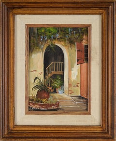 Vintage The Staircase - The French Quarter - New Orleans Original Oil on Masonite