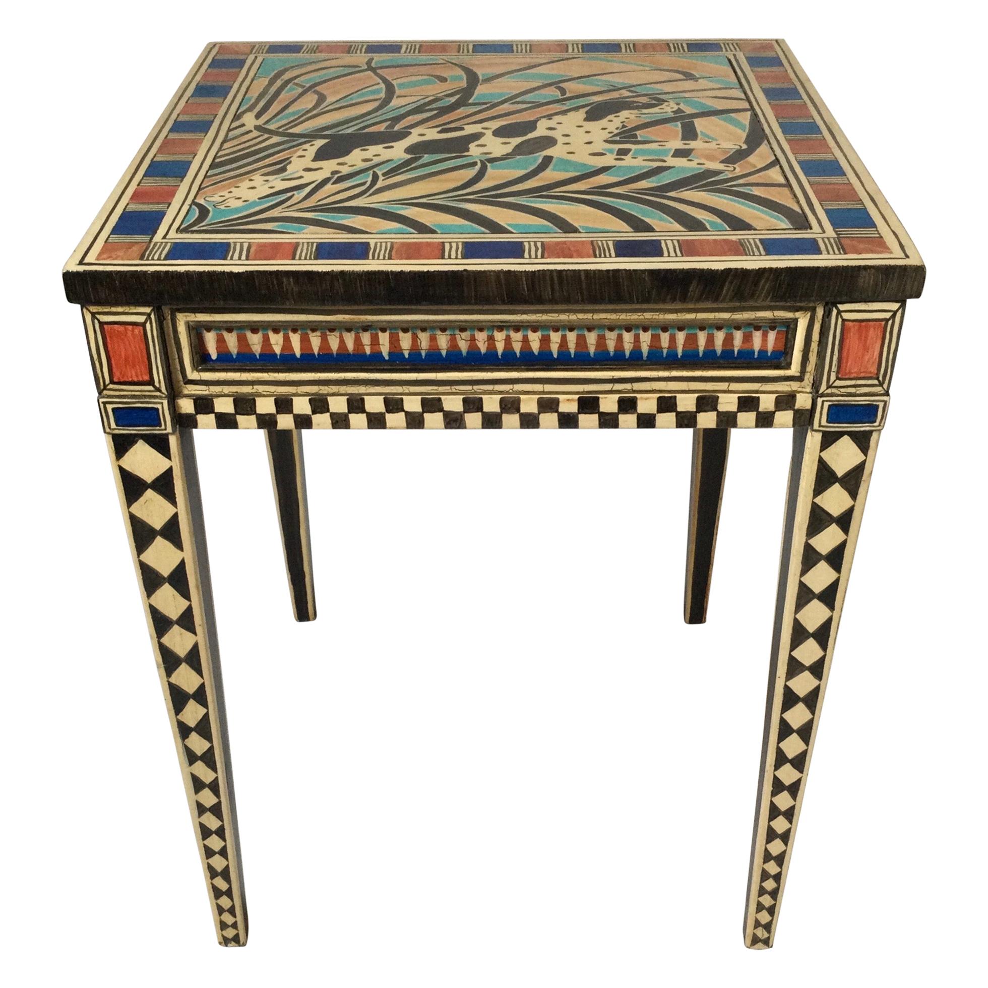 Miriam Riggs Folk Art Decorated Side Table