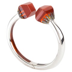 Miriam Salat Addiction Sterling Silver Wine Bangle with White Topaz