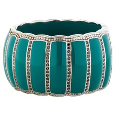 Miriam Salat Art Deco Turquoise Resin and Sterling Silver Cuff 