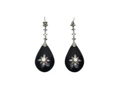Miriam Salat Black Crystal Drop Earrings