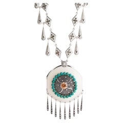 Miriam Salat Bo Ho Chic drop necklace made with white topaz and sterling silver 