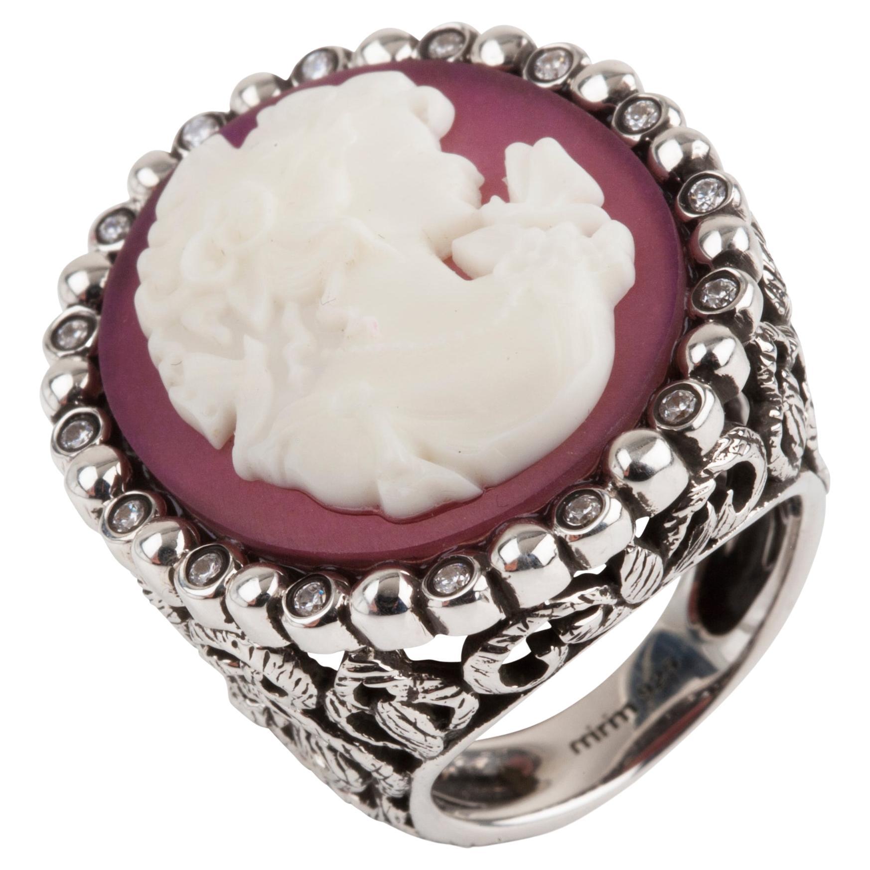 Miriam Salat Cameo Ring with White Topaz and Resin 