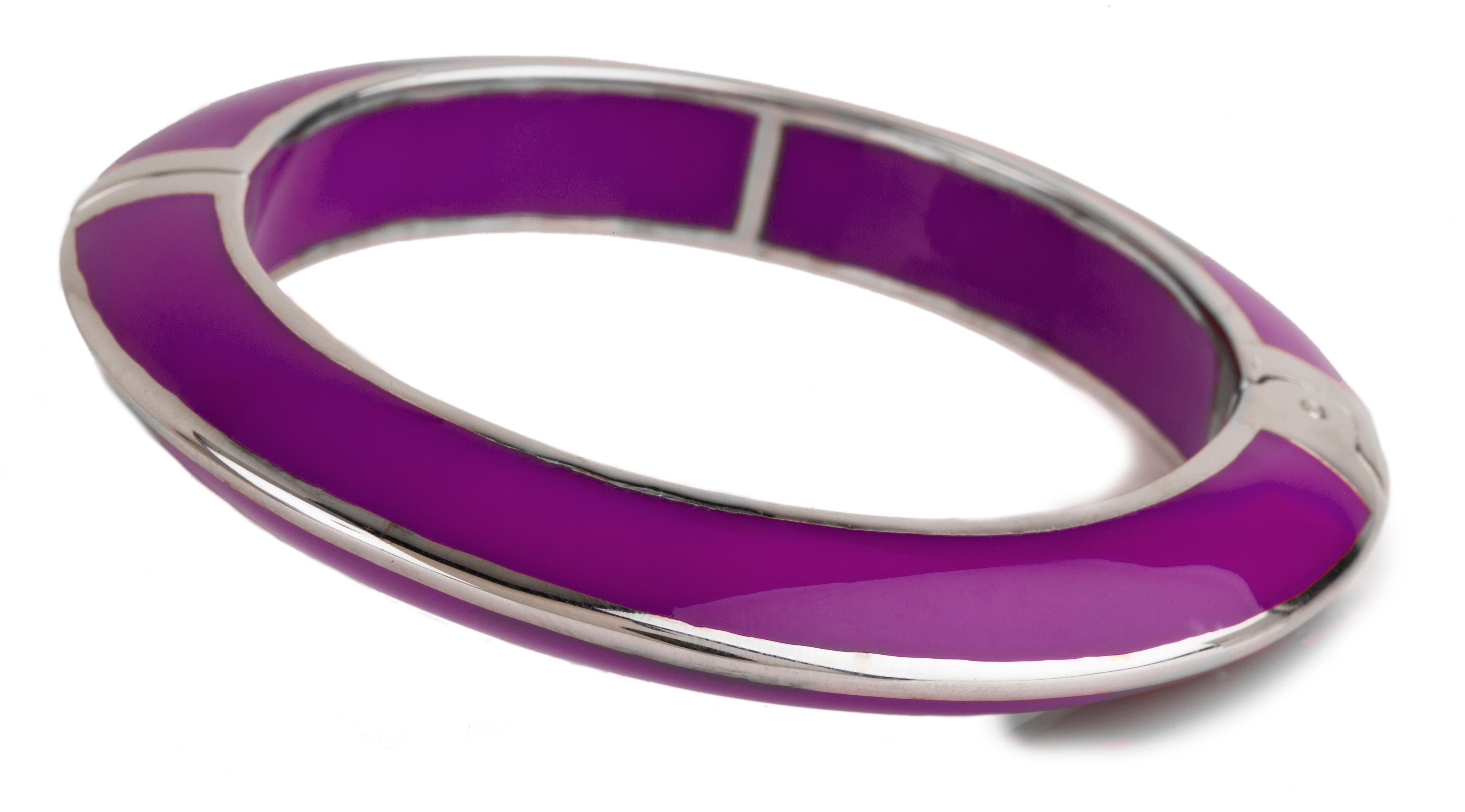 Miriam Salat Candy Violet Resin Sterling Silver Bangle For Sale 7