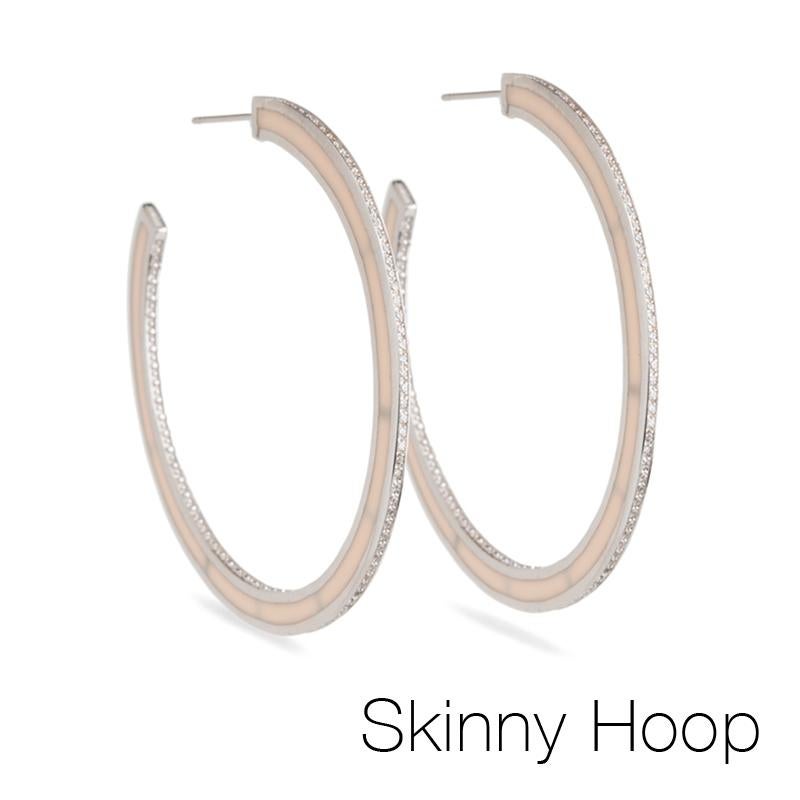 Miriam Salat (MRM) Cream/ Ivory resin and Zircon hoop Earrings - This fantastic Miriam Salat earrings feature a classic and timeless design, in sterling silver. Channel set zircon accents, hand set and hook closures. Earrings measure apx. 4-1/2