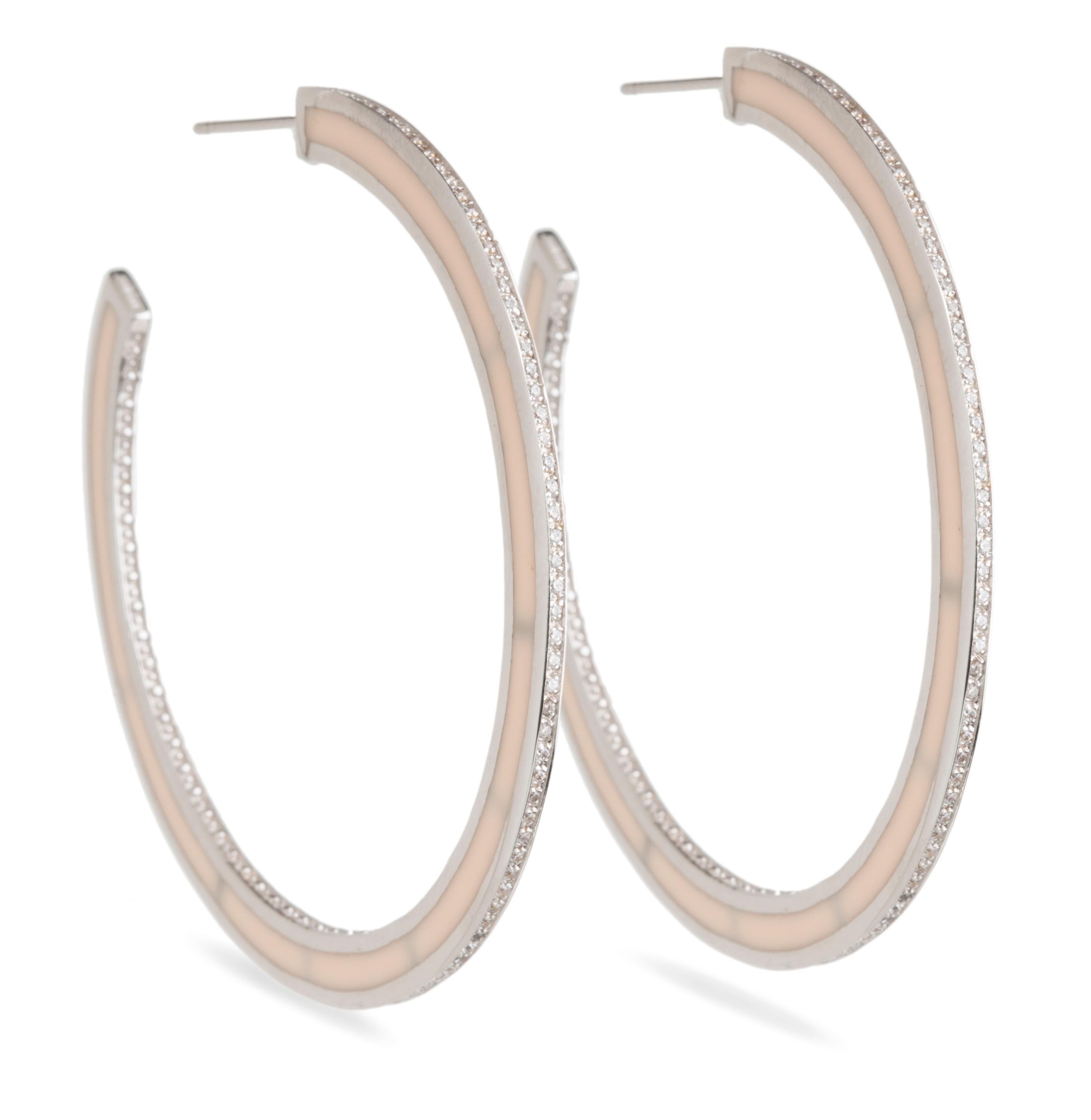 Anglo-Indian Miriam Salat Classic Skinny Hoops Earrings Resin & Silver  For Sale