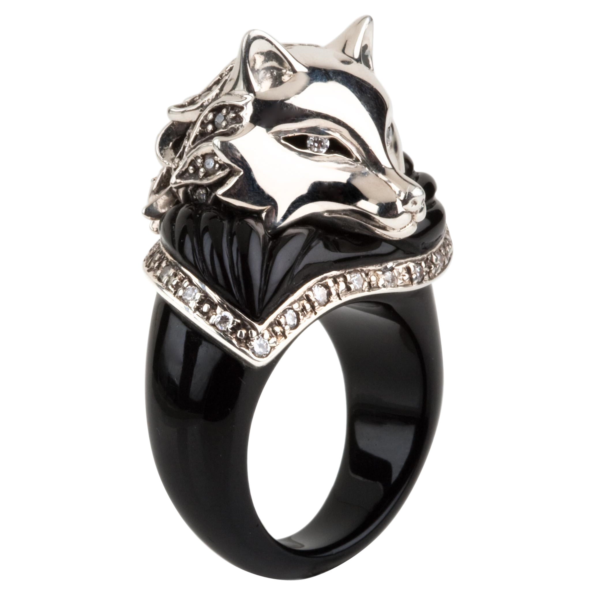 Miriam Salat Fox Anillo de plata de ley y topacio blanco, edición limitada en venta