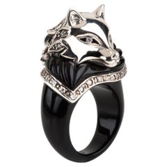 Miriam Salat Fox Limited Edition, Sterling Silver & White Topaz Ring