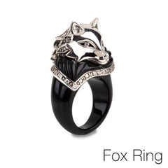Miriam Salat Fox Limited Edition, Sterling Silver & White Topaz Ring