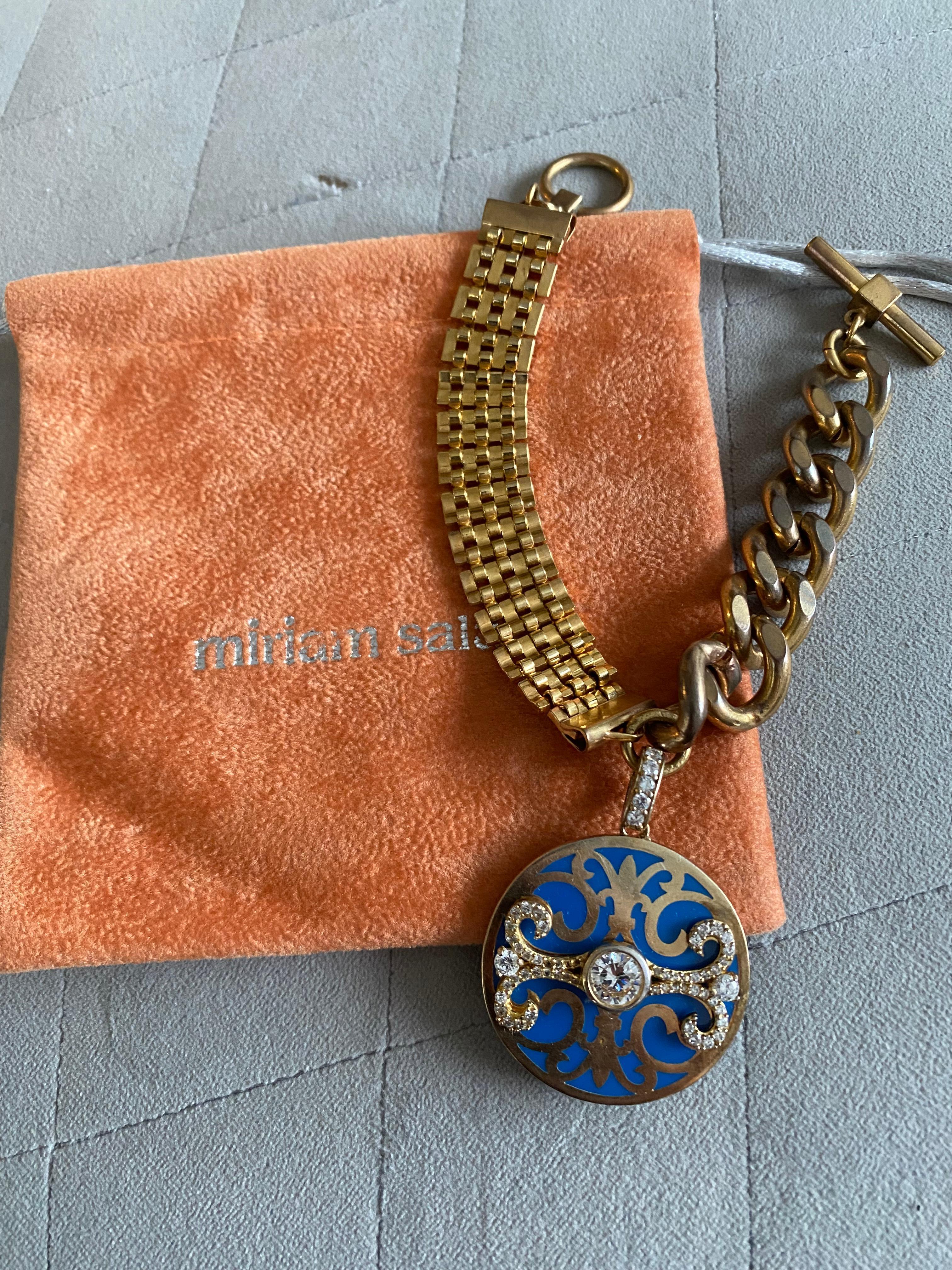 Miriam Salat Gold and Filagree Clear Bracelet In New Condition For Sale In New York, NY