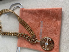 Miriam Salat Gold Plating on Silver and filagree clear choker with a Drop