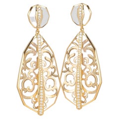 Miriam Salat Gold and Filagree Clear Earrings