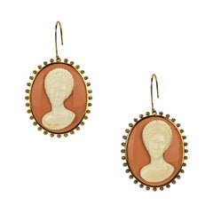 Miriam Salat Gold and Silver Cameo Resin Vintage Earrings