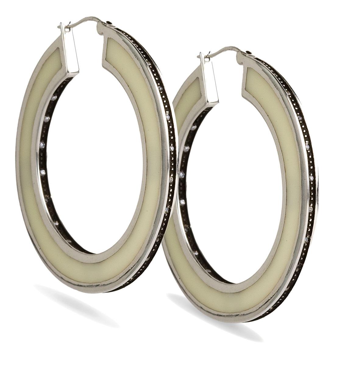 Women's Miriam Salat Iconic and timeless Resin Ivory Hoops For Sale