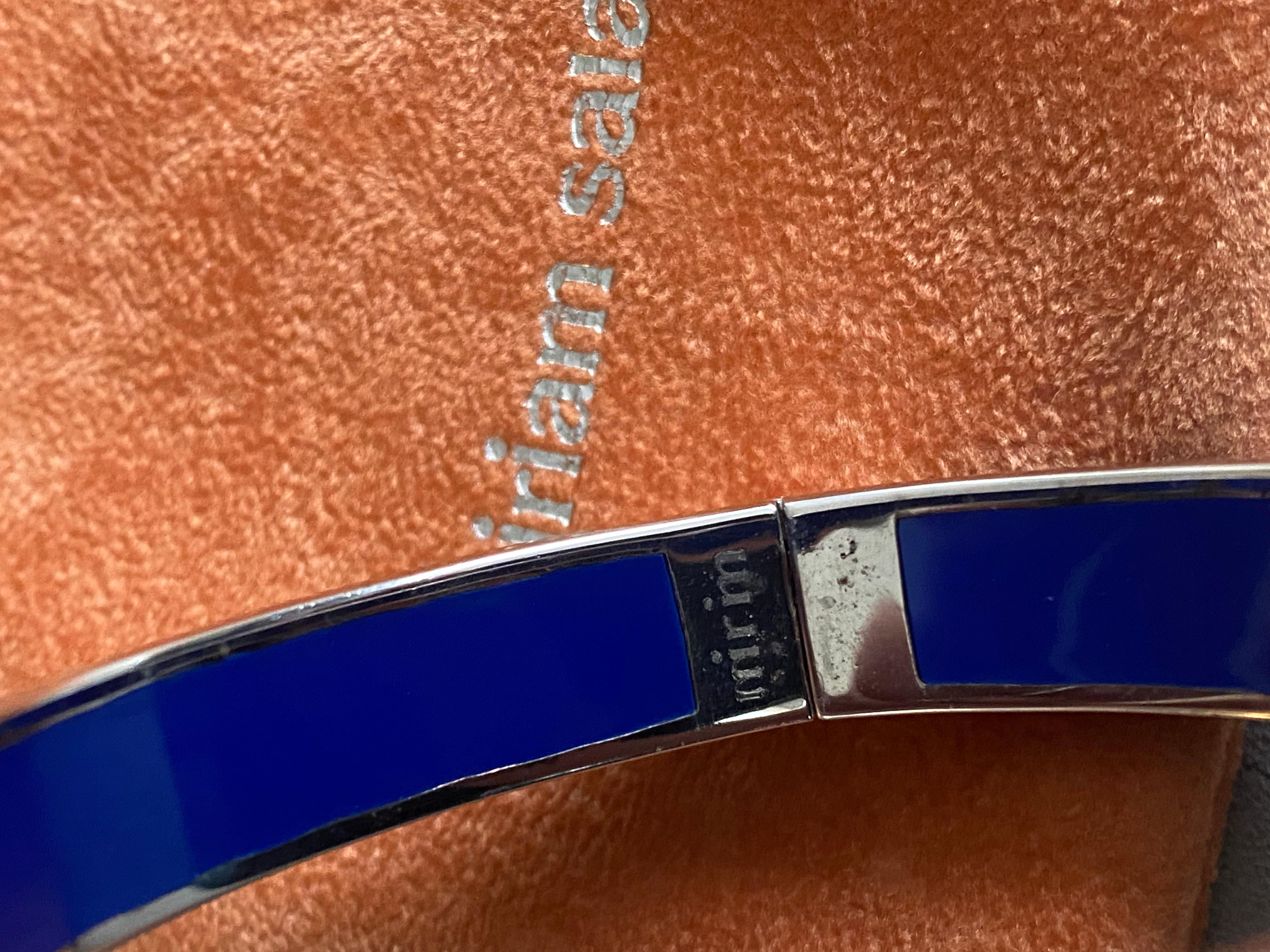 Brilliant Cut Miriam Salat Navy Blue Sterling Silver Bangle For Sale