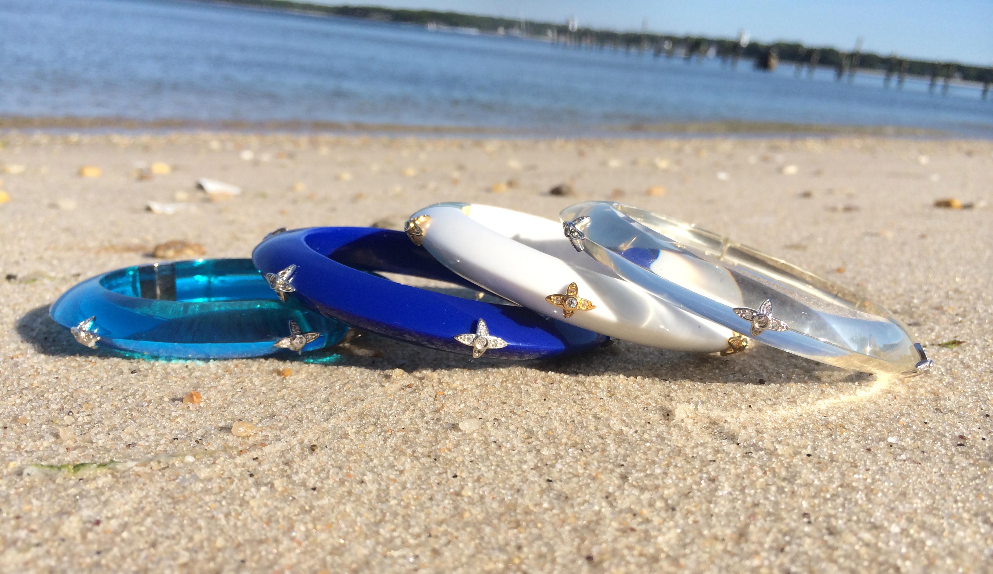 Anglo-indien Miriam Salat Bracelet jonc étoile en argent sterling bleu marine en vente