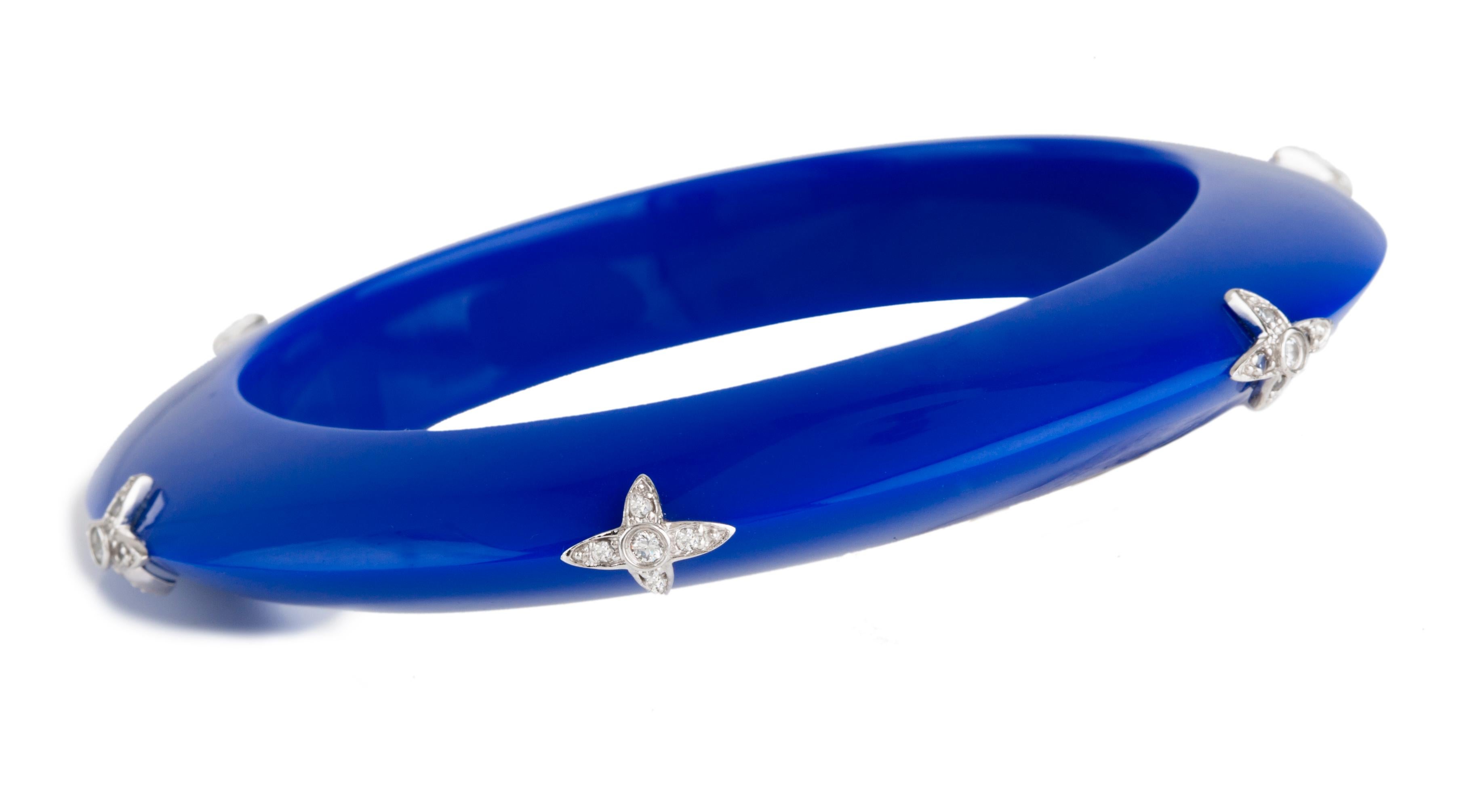 Miriam Salat Bracelet jonc étoile en argent sterling bleu marine en vente 2