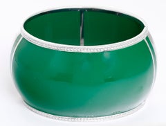 Miriam Salat Peacock Green Resin Topaz Sterling Silver Cuff Bracelet