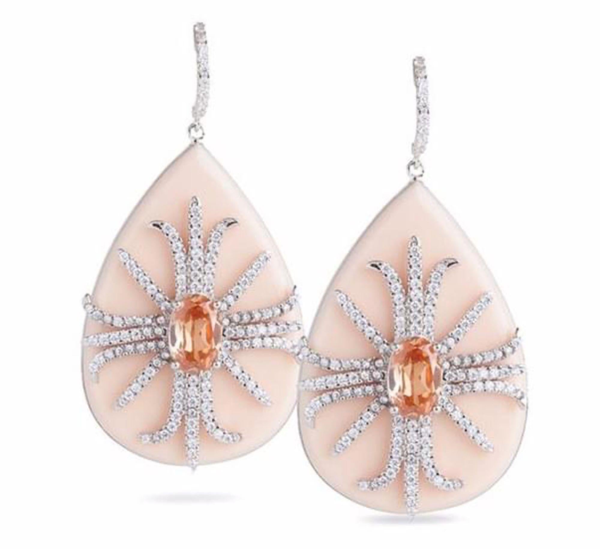 Women's Miriam Salat Red Carpet Candy Pink Resin and Topaz Drop Earrings