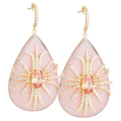 Miriam Salat Red Carpet Candy Pink Resin and Topaz Drop Earrings