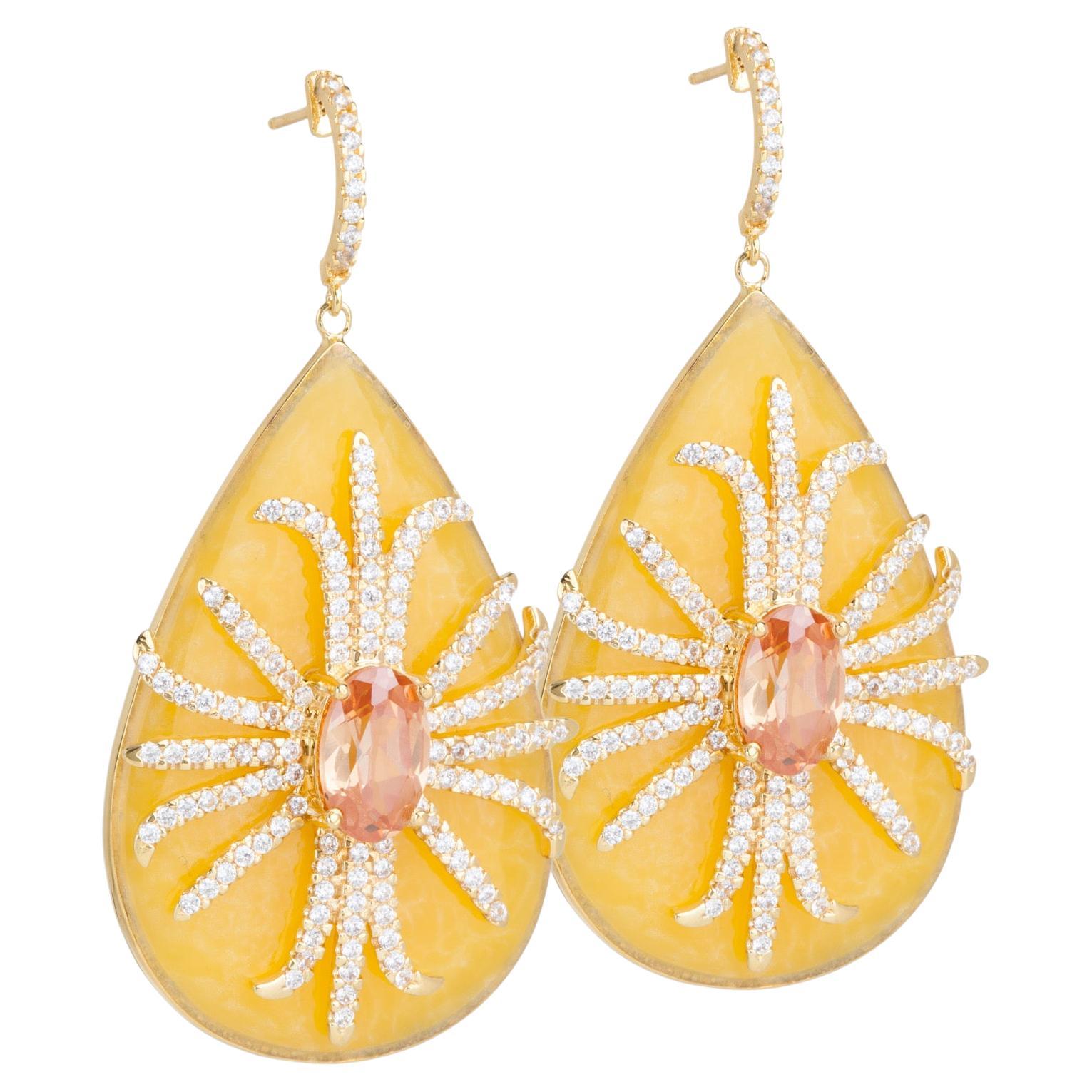 Miriam Salat Red Carpet Honey Resin and Topaz Drop Earrings