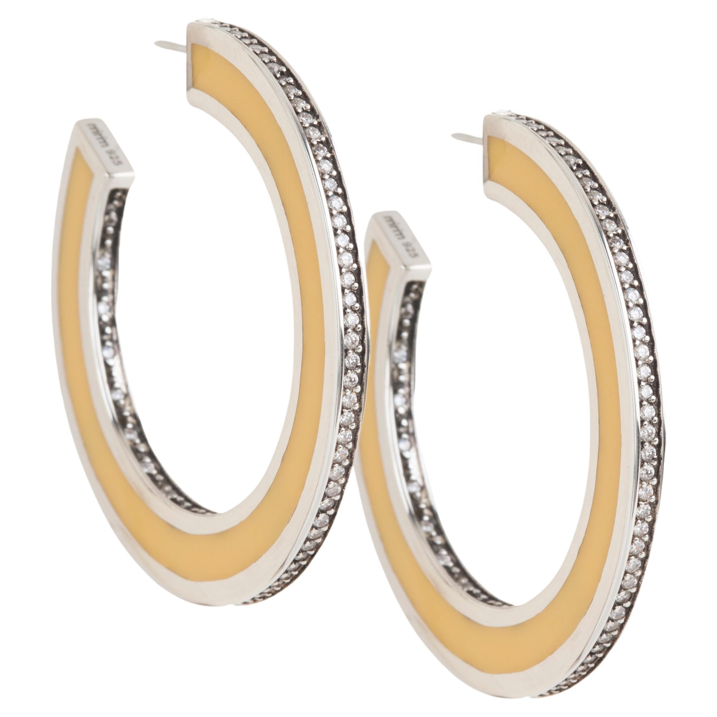 Miriam Salat Iconic and timeless Resin Ivory Hoops For Sale