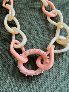 Miriam Salat Resin Link Beach Necklace, 18K & Sterling Silver & White Topaz