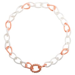 Miriam Salat Resin Link Beach Necklace, 18K & Sterling Silver & White Topaz