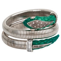 Miriam Salat Serpentine Cleopatra Flex Cuff In Vintage Sterling Silver & Resin 