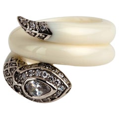 Miriam Salat Serpentine Cleopatra Flex Ring, Resin with White Topaz & Silver 