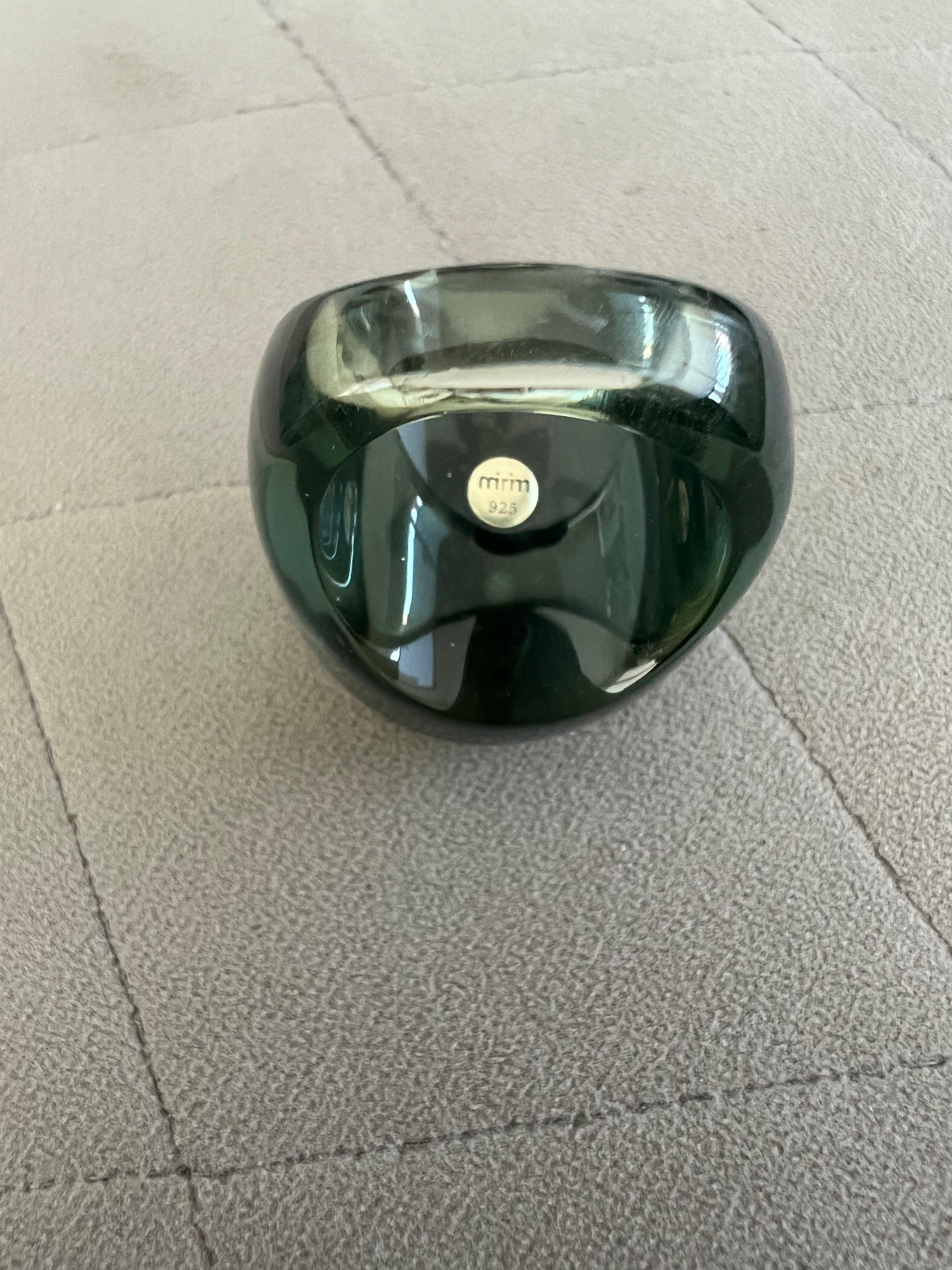 Miriam Salat “St Tropez “ring features translucent bottle green, ocean blue and grey resin with vintage sterling silver. This ring is fantastic accessory for this hot summer days.
Topaz full diamond facet rounds, prong set.
Total weight is approx 50